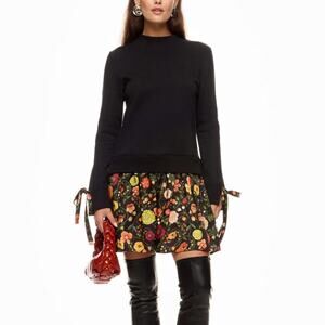 LA DoubleJ The Sporty Dress in Black Floral Skirt Size M